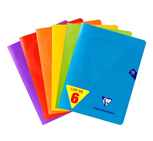 Clairefontaine 293741AMZC - Set mit 6 Heften Mimesys, 48 Blatt, 17 x 22cm, 90g, französische Lineatur, 1 Set, farbig sortiert von Clairefontaine