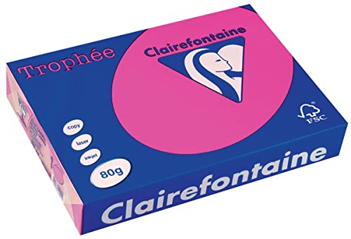 Clairefontaine 2973C - Ries Druckerpapier / Kopierpapier Trophee, intensive Farben, DIN A4, 80g, 500 Blatt, Neon Rosa, 1 Ries von Clairefontaine