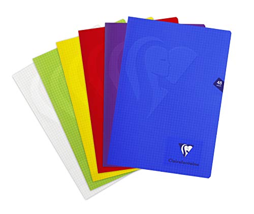 Clairefontaine 303102C - Packung mit 10 Heften Mimesys DIN A4 24 Blatt kariert, 90g, farbig sortiert, 1 Pack von Clairefontaine