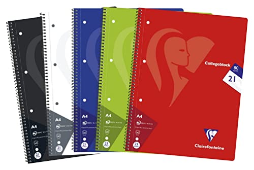 Clairefontaine 307256C - Packung mit 5 Heften / Collegeblöcken, DIN A4, 80 Blatt 90g liniert, Farben sortiert, 1 Pack Clairefontaine 307256C - Packung mit 5 Heften / Collegeblöcken, DIN A4, 80 Blatt 90g liniert, Farben sortiert, 1 Pack von Clairefontaine