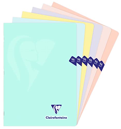 Clairefontaine 308162C - Heft Mimesys, DIN A4, 21x29,7cm, 48 Blatt, 90g, kariert, ideal für die Schule, wasserfest Einband aus Polypropylen, Pastell sortiert, 1 Stück von Clairefontaine
