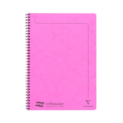 Clairefontaine 3084Z - Notizheft mit Spiralbindung Europa Notemakers 60 Blatt mikroperforiert 21x29,7 cm 90g liniert, 1 Stück, Fuchsia von Clairefontaine