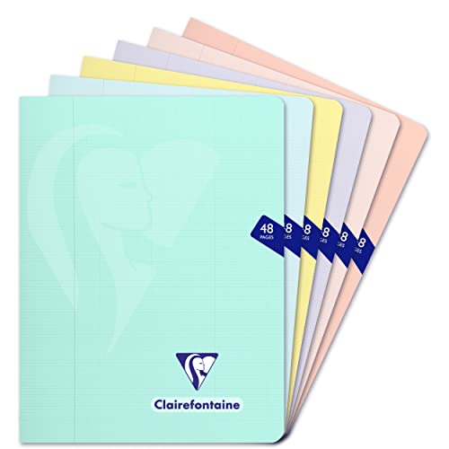 Clairefontaine 308751C - Packung mit 10 Heftem Mimesys 17x22cm 24 Blatt, französische Lineatur, PP Einband, Pastell farbig sortiert, 1 Pack von Clairefontaine