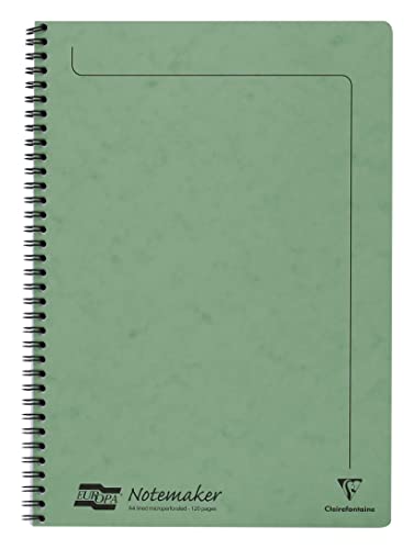 Clairefontaine 3095Z - Notizheft mit Spiralbindung Europa Notemakers 60 Blatt mikroperforiert 21x29,7 cm 90g liniert, 1 Stück, Zitronengrün von Clairefontaine