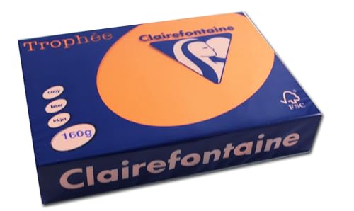 Clairefontaine 1765C - Ries Druckerpapier / Kopierpapier Trophee, intensive Farben, DIN A4, 160g, 250 Blatt, Orange, 1 Ries von Clairefontaine