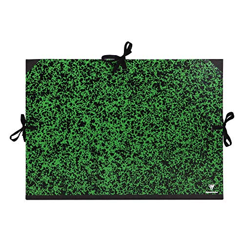 Clairefontaine 32000C Zeichenmappe Annonay, mit Bändern, ohne Innenklappen, Rücken 30 mm, DIN A3+, Innenmaße: 29,7 x 42 cm, Außenmaße: 32 x 45 cm grün marmoriert 1 Stück, Grün Annonay von Clairefontaine