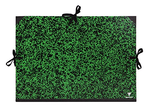 Clairefontaine 32200C Zeichenmappe Annonay, mit Bändern, ohne Innenklappen, Rücken 30 mm, DIN B3+, Innenmaße: 36,4 x 51,5 cm, Außenmaße: 37 x 52 cm grün marmoriert 1 Stück von Clairefontaine