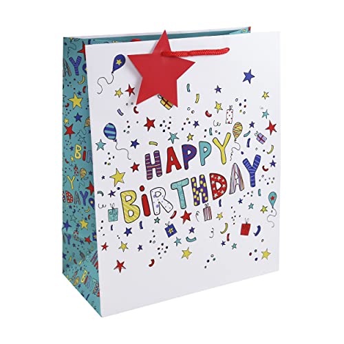 Clairefontaine 32223-2C - Geschenktasche L 26,5x14x33 cm, ideal zum Geburtstag, Happy birthday, 1 Stück von Eurowrap