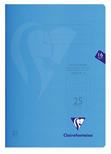 Clairefontaine 323225C - Packung mit 25 Heften S´coolbook, ideal für die Schule, DIN A4, 16 Blatt, 90g, Lineatur 25 liniert mit Rand, Umschlag aus PP, Blau, 1 Pack von Clairefontaine