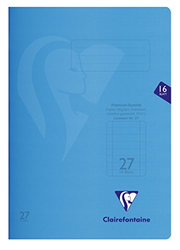 Clairefontaine 323227C - Packung mit 25 Heften S´coolbook, ideal für die Schule, DIN A4, 16 Blatt, 90g, Lineatur 27 durchgehend liniert mit Rand, Umschlag aus PP, Blau, 1 Pack von Clairefontaine