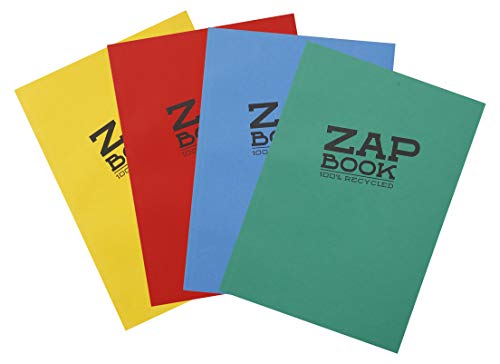 Clairefontaine 3355C - Packung mit 5 Zeichenheften Zap Books geleimt im Hochformat ZAP BOOK, DIN A5, 160 Blatt, 80g, blanko, Sortierung gemischt, 1 Pack von Clairefontaine
