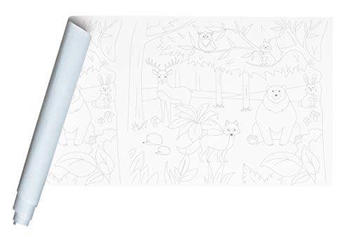 Clairefontaine 34182C - Rolle Freskenpapier / Malpapier mit Vordruck, 120g, 10x0,50mideal für Gruppenaktivitäten, 1 Seite weiß, 1 Seite blau, Wald, 1 Rolle von Clairefontaine