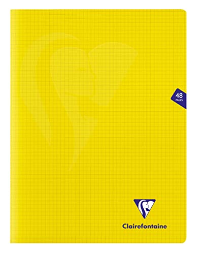 Clairefontaine 343312C - Packung mit 10 Heften Mimesys DIN A4+, 24x32cm, 24 Blatt kariert, 90g, Einband PP, Gelb, 1 Pack von Clairefontaine