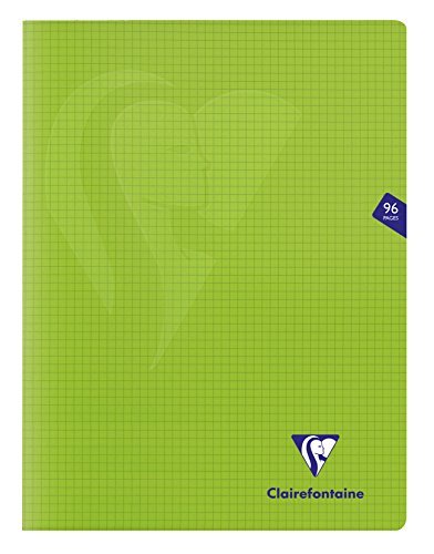 Clairefontaine 353362C - Packung mit 10 Heften Mimesys, DIN A4+, 24x32 cm, 48 Blatt 90g, kariert 5/5, Einband aus Polypropylen, Grün, 1 Pack von Clairefontaine