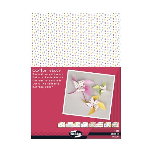 Clairefontaine 354597C Pack mit 40 Blatt Dekorkarton, 25 x 35cm, 160g, ideal für Bastelprojekte, 1 Pack, Doodling von Clairefontaine