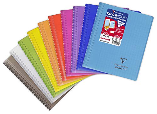 Clairefontaine 356401C - Schulheft / Heft Koverbook mit Doppelspiralbindung, 17x22 cm, 80 Blatt, französische Lineatur, 90g, Einband aus PP, farbig sortiert, 1 Stück Clairefontaine 356401C - Schulheft / Heft Koverbook mit Doppelspiralbindung, 17x22 cm, 80 Blatt, französische Lineatur, 90g, Einband aus PP, farbig sortiert, 1 Stück von Clairefontaine