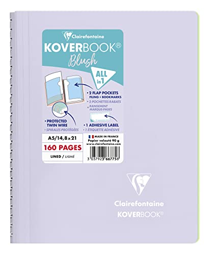 Clairefontaine 366775C Spiralblock Koverbook Blush, DIN A5, 14,8 x 21cm, 80 Blatt, liniert, 1 Stück, Lila / Grün Clairefontaine 366775C Spiralblock Koverbook Blush, DIN A5, 14,8 x 21cm, 80 Blatt, liniert, 1 Stück, Lila / Grün von Clairefontaine