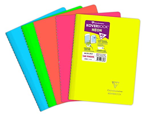 Clairefontaine 376723C - Spiralheft Koverbook NEON Umschlag aus PP blickdicht DIN A4, 21x29,7cm 80 Blatt, liniert, 1 Stück, farbig sortiert in Neonfarben Clairefontaine 376723C - Spiralheft Koverbook NEON Umschlag aus PP blickdicht DIN A4, 21x29,7cm 80 Blatt, liniert, 1 Stück, farbig sortiert in Neonfarben von Clairefontaine