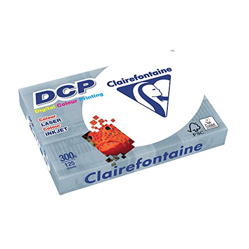 Clairefontaine 3801C Druckerpapier DCP Premium Kopierpapier für farbintensiven Bilderdruck, DIN A4, 21 x 29,7cm, 300g, 1 Ries mit 125 Blatt, Weiß von Clairefontaine