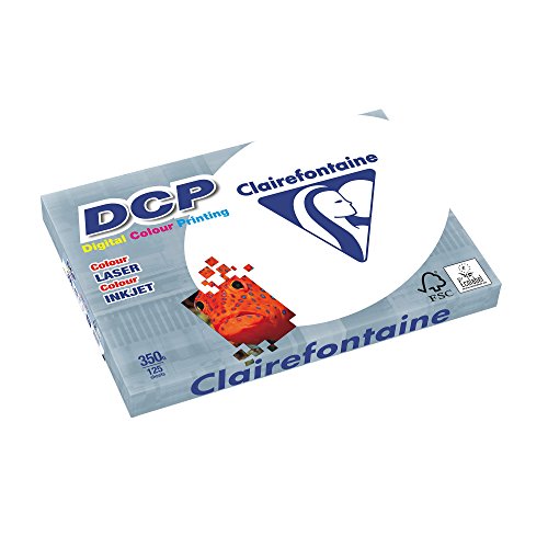Clairefontaine 3807C Druckerpapier DCP Premium Kopierpapier für farbintensiven Bilderdruck, DIN A3, 29,7 x 42cm, 350g, 1 Ries mit 125 Blatt, Weiß von Clairefontaine