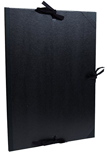 Clairefontaine 38815C- Zeichenmappe mit Bändern, Innenklappen, Rücken 30 mm, innen: 50 x 70 cm, außen: 52 x 72 cm, ideal zur Aufbewahrung Ihrer Werke, Schwarz, 1 Stück von Clairefontaine