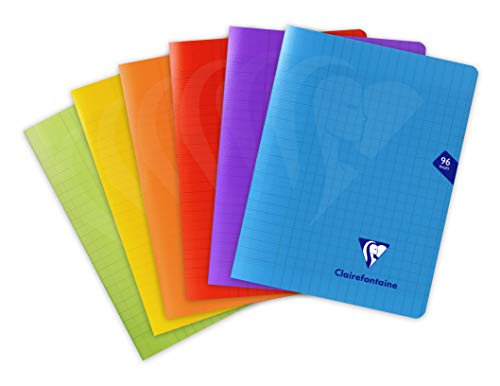 Clairefontaine 393741AMZC Un lot de 3 Cahiers Agrafés Mimesys - 17x22 cm - 96 Pages Grands Carreaux - 90 g - Couverture Polypro - Couleur : INCOLORE von Clairefontaine