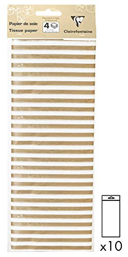 Clairefontaine 393810AMZC - Set mit 40 Blätter Seidenpapier gefaltet 50x70cm 18g, Streifen Gold, 1 Set von Clairefontaine
