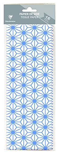 Clairefontaine 393818C Packung mit 4 Blätter Seidenpapier (50 x 70 cm, 18g/qm) 1 Pack raute hellblau von Clairefontaine