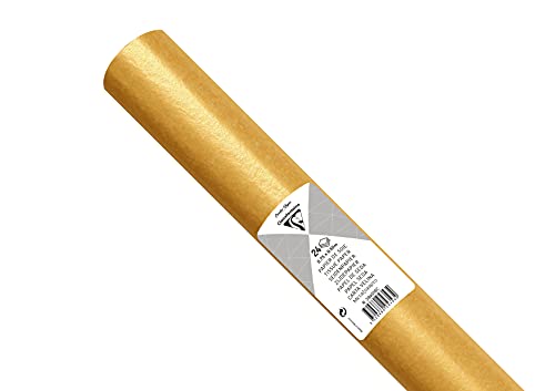 Clairefontaine 394016C - Rolle mit 24 Bogen Seidenpapier 18g, 50x75 cm, ideal für Bastelaktivitäten, DIY-Projekte und Verpackungen, wasserfest und säurefrei, 1 Rolle, Gold von Clairefontaine