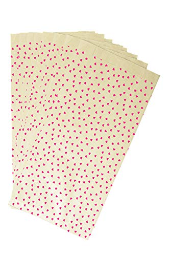 Clairefontaine 394106C - Packung mit 50 Tüten / Beutel aus Kraftpapier, 11x21x5cm, dehnbar, robust und biologisch abbaubar, ideal für kleine Geschenke und Bonbons, Herzenmotiv, 1 Pack von Clairefontaine