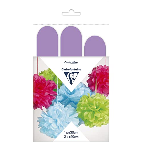 Clairefontaine 395410C Set mit 3 Pompons Seidenpapier, Ø 30cm x1 + Ø 40cm x2, ideal für Deko und Bastelprojekte, 1 Set, Malve Clairefontaine 395410C Set mit 3 Pompons Seidenpapier, Ø 30cm x1 + Ø 40cm x2, ideal für Deko und Bastelprojekte, 1 Set, Malve von Clairefontaine