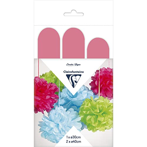 Clairefontaine 395460C Set mit 3 Pompons Seidenpapier, Ø 30cm x1 + Ø 40cm x2, ideal für Deko und Bastelprojekte, 1 Set, Rosenrot Clairefontaine 395460C Set mit 3 Pompons Seidenpapier, Ø 30cm x1 + Ø 40cm x2, ideal für Deko und Bastelprojekte, 1 Set, Rosenrot von Clairefontaine