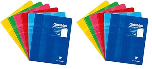 Clairefontaine 3997C - Kladde/Heft/Notizheft Clairenfantine 17x22cm, 16 Blatt Doppellinie 5mm + Rand, 90g, geheftet, farbig sortiert, 1 Stück (Packung mit 2) von Clairefontaine