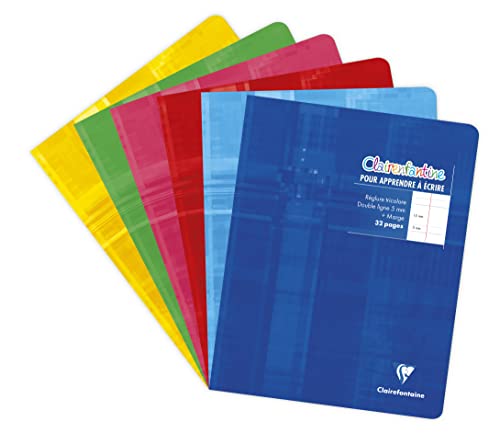 Clairefontaine 3997C - Kladde / Heft / Notizheft Clairenfantine 17x22cm, 16 Blatt Doppellinie 5mm + Rand , 90g, geheftet, farbig sortiert, 1 Stück von Clairefontaine