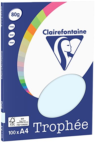 Clairefontaine 4101C - Ries Druckerpapier / Kopierpapier Clairalfa PPP, DIN A4, 80g, 100 Blatt, Hellblau, 1 Ries von Clairefontaine