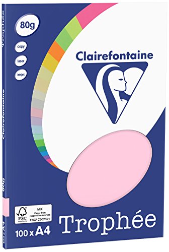 Clairefontaine 4103C - Packung Druckerpapier / Kopierpapier Trophee PPP, intensive Farben, DIN A4, 80g, 100 Blatt, Rosa, 1 Pack Clairefontaine 4103C - Packung Druckerpapier / Kopierpapier Trophee PPP, intensive Farben, DIN A4, 80g, 100 Blatt, Rosa, 1 Pack von Clairefontaine