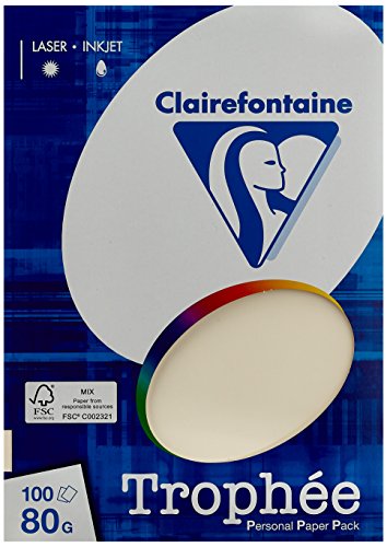 Clairefontaine 4104C - Ries Druckerpapier / Kopierpapier Clairalfa PPP, DIN A4, 80g, 100 Blatt, Sand, 1 Ries von Clairefontaine