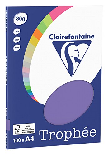 Clairefontaine 4116C - Ries Druckerpapier / Kopierpapier Clairalfa PPP, DIN A4, 80g, 100 Blatt, Violett, 1 Ries von Clairefontaine
