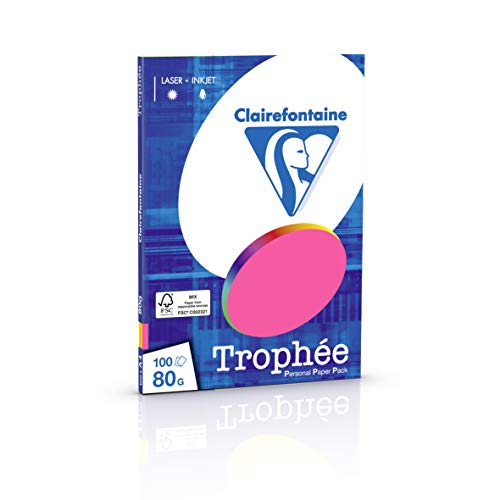Clairefontaine 4120C - Ries Druckerpapier / Kopierpapier Clairalfa PPP, DIN A4, 80g, 100 Blatt, Neon farbig sortiert, 1 Ries von Clairefontaine