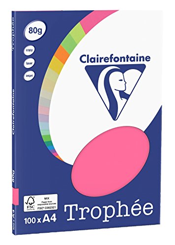 Clairefontaine 4121C - Ries Druckerpapier / Kopierpapier Clairalfa PPP, DIN A4, 80g, 100 Blatt, Eosin,, 1 Ries von Clairefontaine