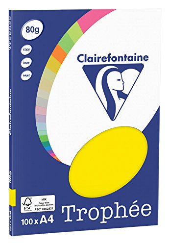 Clairefontaine 4127C - Ries Druckerpapier / Kopierpapier Clairalfa PPP, DIN A4, 80g, 100 Blatt, Neon Gelb, 1 Ries Clairefontaine 4127C - Ries Druckerpapier / Kopierpapier Clairalfa PPP, DIN A4, 80g, 100 Blatt, Neon Gelb, 1 Ries von Clairefontaine