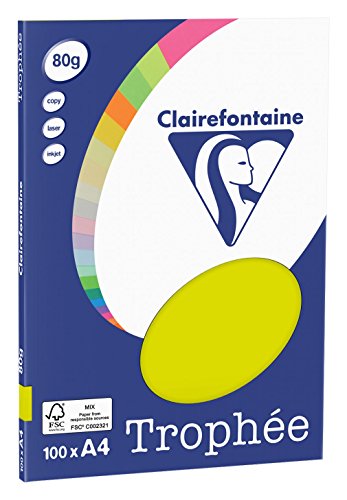 Clairefontaine 4128C - Ries Druckerpapier / Kopierpapier Clairalfa PPP, DIN A4, 80g, 100 Blatt, Neon Grün, 1 Ries von Clairefontaine