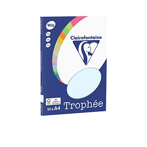 Clairefontaine 4151C - Ries Druckerpapier / Kopierpapier Clairalfa PPP, DIN A4, 160g, 50 Blatt, Hellblau, 1 Ries von Clairefontaine