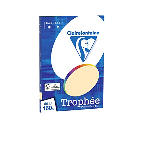 Clairefontaine 4156C - Ries Druckerpapier / Kopierpapier Clairalfa PPP, DIN A4, 160g, 50 Blatt, Chamois, 1 Ries von Clairefontaine