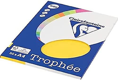 Clairefontaine 4167C - Ries Druckerpapier / Kopierpapier Clairalfa PPP, DIN A4, 160g, 50 Blatt, Kanariengelb, 1 Ries von Clairefontaine