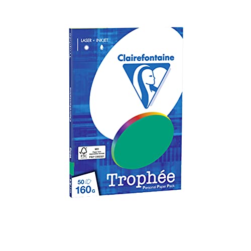Clairefontaine 4173C - Ries Druckerpapier / Kopierpapier Trophée PPP, DIN A4, 160g, 50 Blatt, Tannengrün, 1 Ries Clairefontaine 4173C - Ries Druckerpapier / Kopierpapier Trophée PPP, DIN A4, 160g, 50 Blatt, Tannengrün, 1 Ries von Clairefontaine
