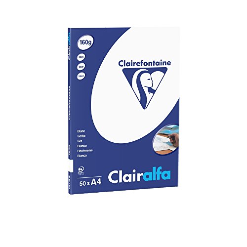 Clairefontaine 4189C - Packung Druckerpapier / Kopierpapier Trophee PPP, intensive Farben, DIN A4, 160g, 50 Blatt, Weiß, 1 Pack von Clairefontaine