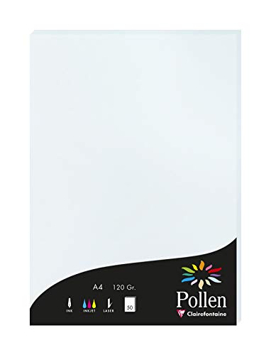 Clairefontaine 4201C Packung mit 50 Karten Pollen 120g, DIN A4, 21 x 29,7cm, Blau von Clairefontaine