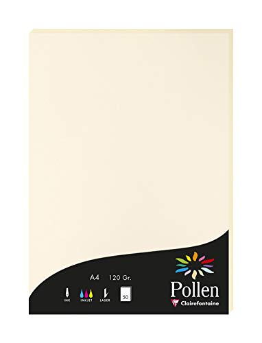 Clairefontaine 4204C Packung mit 50 Karten Pollen 120g, DIN A4, 21 x 29,7cm, Elfenbein Clairefontaine 4204C Packung mit 50 Karten Pollen 120g, DIN A4, 21 x 29,7cm, Elfenbein von Clairefontaine