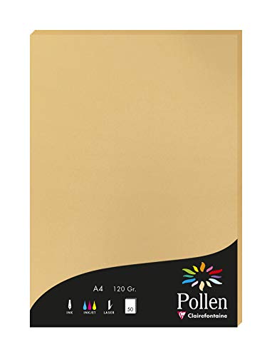 Clairefontaine 4279C Packung mit 50 Karten Pollen 120g, DIN A4, 21 x 29,7cm, Karamel von Clairefontaine